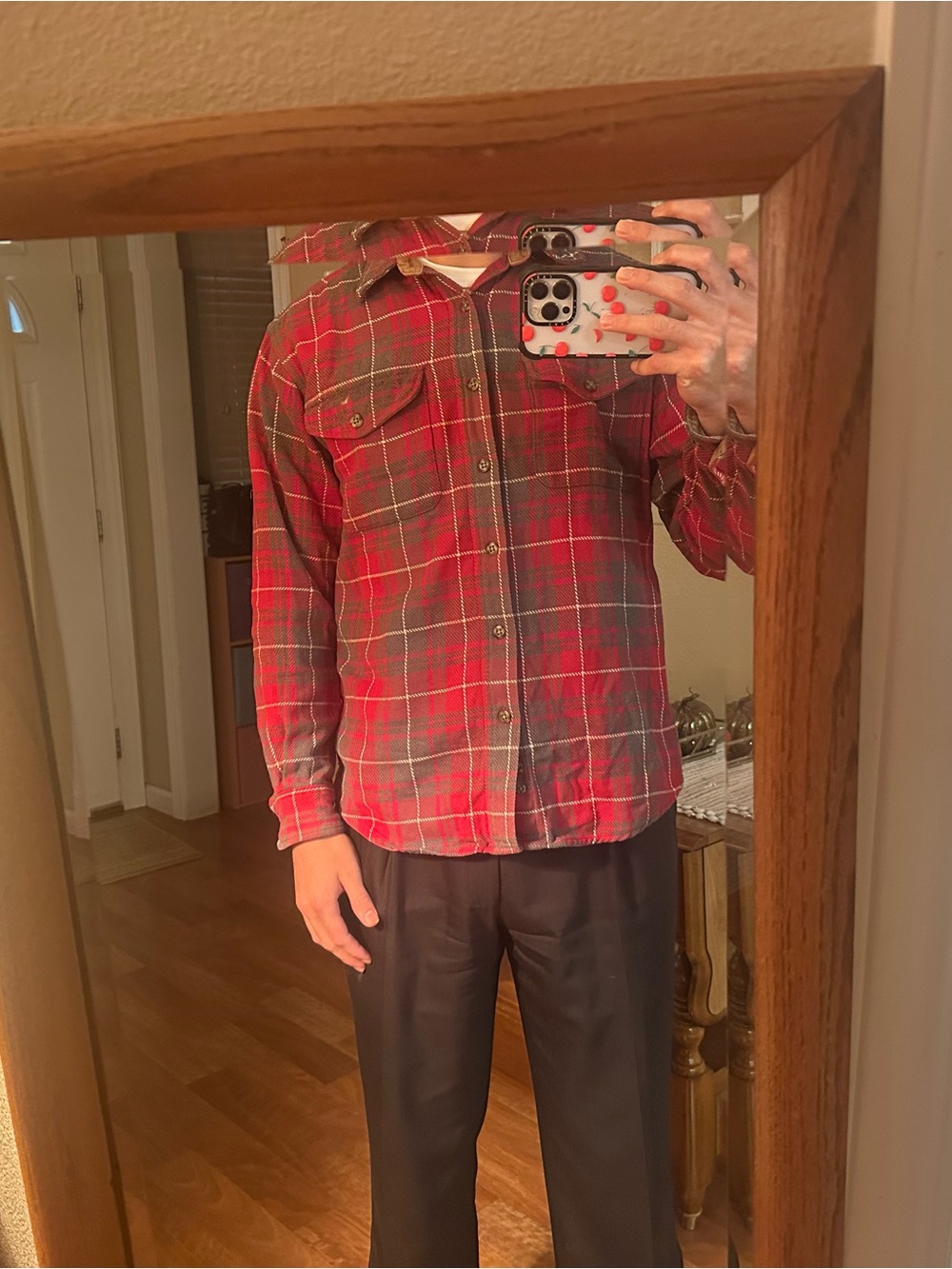 Faded Glory Men's Red Plaid Casual Button-Down Shirt